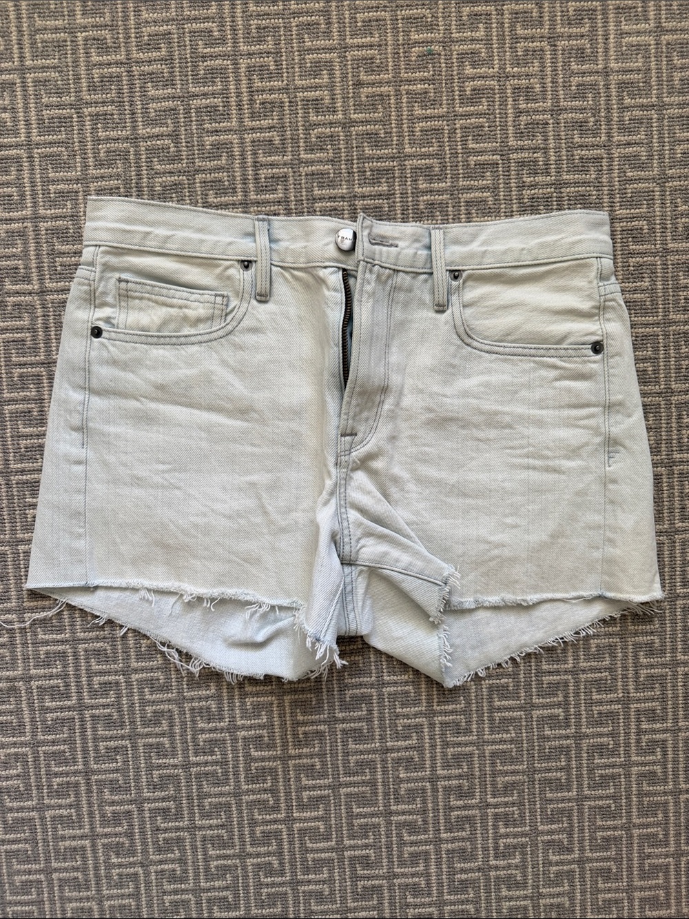 Frame Denim Shorts with Frayed Hem - light blue denim